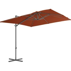MAISON EXCLUSIVE - Parasol de jardin en porte-à-faux avec mât en acier terre cuite