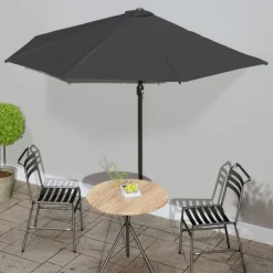 MAISON EXCLUSIVE - Parasol de balcon et mât en aluminium anthracite 300x155cm demi