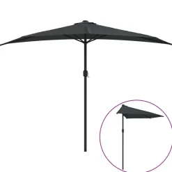 MAISON EXCLUSIVE - Parasol de balcon et mât en aluminium anthracite 300x155cm demi