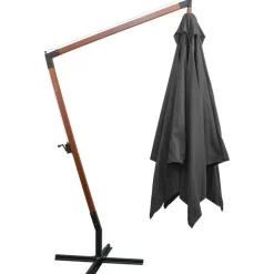 MAISON EXCLUSIVE - Parasol de jardin suspendu avec mât anthracite bois de sapin