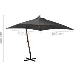 MAISON EXCLUSIVE - Parasol de jardin suspendu avec mât anthracite bois de sapin