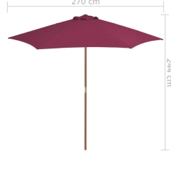 MAISON EXCLUSIVE - Parasol d'extérieur avec mât en bois 270 cm rouge bordeaux