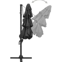 MAISON EXCLUSIVE - Parasol de jardin à 4 niveaux avec mât en aluminium anthracite