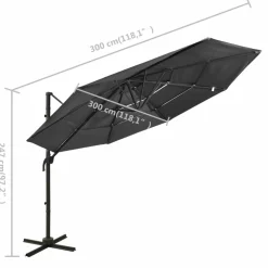 MAISON EXCLUSIVE - Parasol de jardin à 4 niveaux avec mât en aluminium anthracite