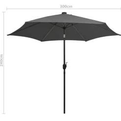 MAISON EXCLUSIVE - Parasol de jardin et lumières led mât en aluminium anthracite