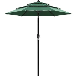 MAISON EXCLUSIVE - Parasol de jardin à 3 niveaux avec mât en aluminium vert 2 m