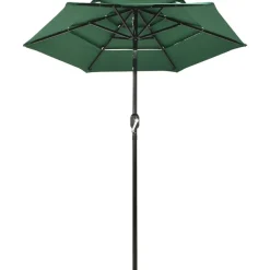 MAISON EXCLUSIVE - Parasol de jardin à 3 niveaux avec mât en aluminium vert 2 m