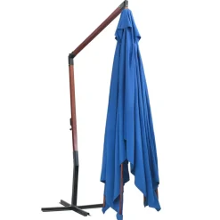 MAISON EXCLUSIVE - Parasol suspendu avec mât en bois 400x300 cm bleu