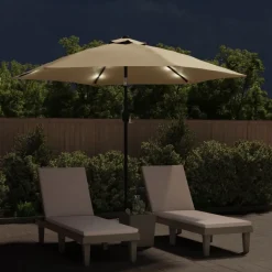 MAISON EXCLUSIVE - Parasol d'extérieur avec led et mât en acier 300 cm taupe
