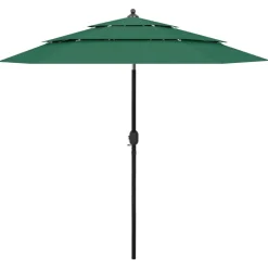 MAISON EXCLUSIVE - Parasol de jardin à 3 niveaux avec mât en aluminium vert 2,5 m