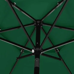 MAISON EXCLUSIVE - Parasol de jardin à 3 niveaux avec mât en aluminium vert 2,5 m
