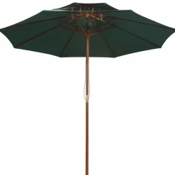 MAISON EXCLUSIVE - Parasol à deux étages avec poteau en bois 270 x 270 cm vert