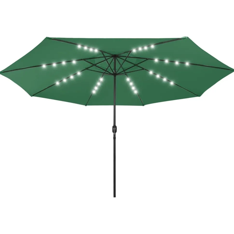MAISON EXCLUSIVE - Parasol de jardin avec lumières led et mât en métal 400 cm vert