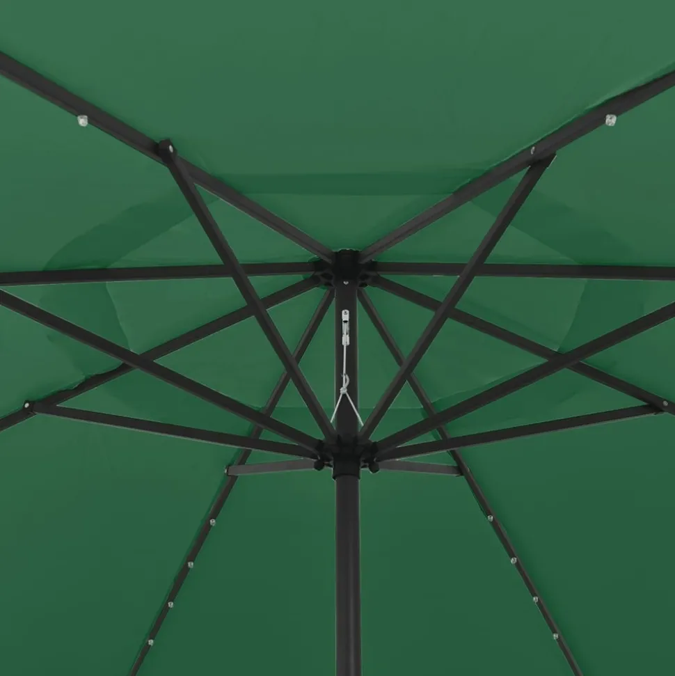 MAISON EXCLUSIVE - Parasol de jardin avec lumières led et mât en métal 400 cm vert