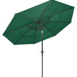 MAISON EXCLUSIVE - Parasol de jardin à 3 niveaux avec mât en aluminium vert 3 m