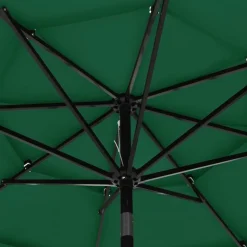 MAISON EXCLUSIVE - Parasol de jardin à 3 niveaux avec mât en aluminium vert 3 m