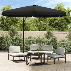 MAISON EXCLUSIVE - Parasol de jardin avec mât en acier 300 cm noir