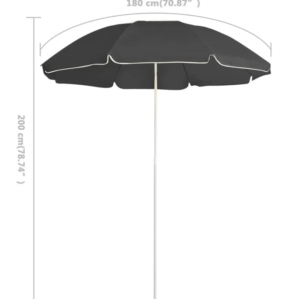 MAISON EXCLUSIVE - Parasol de jardin avec mât en acier anthracite 180 cm