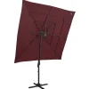 MAISON EXCLUSIVE - Parasol de jardin à 4 niveaux mât en aluminium rouge bordeaux