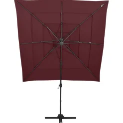 MAISON EXCLUSIVE - Parasol de jardin à 4 niveaux mât en aluminium rouge bordeaux