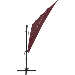 MAISON EXCLUSIVE - Parasol de jardin à 4 niveaux mât en aluminium rouge bordeaux