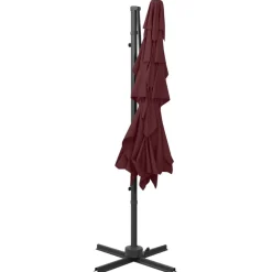 MAISON EXCLUSIVE - Parasol de jardin à 4 niveaux mât en aluminium rouge bordeaux