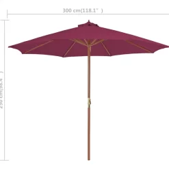 MAISON EXCLUSIVE - Parasol d'extérieur avec mât en bois 300 cm rouge bordeaux