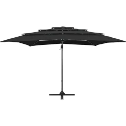 MAISON EXCLUSIVE - Parasol de jardin à 4 niveaux avec mât en aluminium noir