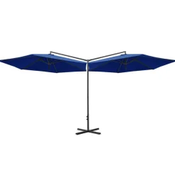 MAISON EXCLUSIVE - Parasol de jardin double avec mât en acier bleu azuré 600 cm