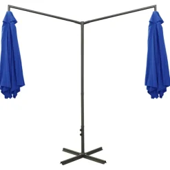 MAISON EXCLUSIVE - Parasol de jardin double avec mât en acier bleu azuré 600 cm