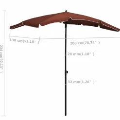 MAISON EXCLUSIVE - Parasol de jardin avec mât 200x130 cm terre cuite