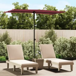 MAISON EXCLUSIVE - Parasol de jardin et mât en aluminium 180x110 cm rouge bordeaux