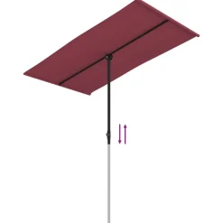 MAISON EXCLUSIVE - Parasol de jardin et mât en aluminium 180x110 cm rouge bordeaux
