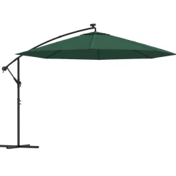 MAISON EXCLUSIVE - Parasol de jardin en porte-à-feux et lumières led mât en métal
