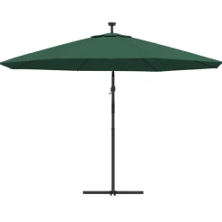MAISON EXCLUSIVE - Parasol de jardin en porte-à-feux et lumières led mât en métal