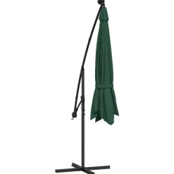 MAISON EXCLUSIVE - Parasol de jardin en porte-à-feux et lumières led mât en métal