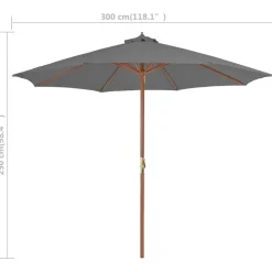 MAISON EXCLUSIVE - Parasol d'extérieur avec mât en bois 300 cm anthracite