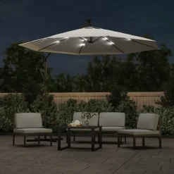 MAISON EXCLUSIVE - Parasol avec éclairage led 300cm poteau en métal sable