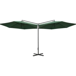 MAISON EXCLUSIVE - Parasol de jardin double avec mât en acier vert 600 cm