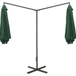 MAISON EXCLUSIVE - Parasol de jardin double avec mât en acier vert 600 cm