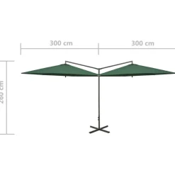 MAISON EXCLUSIVE - Parasol de jardin double avec mât en acier vert 600 cm