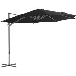 MAISON EXCLUSIVE - Parasol de jardin en porte-à-faux avec mât en acier noir 300 cm