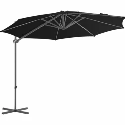 MAISON EXCLUSIVE - Parasol de jardin en porte-à-faux avec mât en acier noir 300 cm