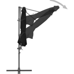MAISON EXCLUSIVE - Parasol de jardin en porte-à-faux avec mât en acier noir 300 cm