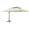 MAISON EXCLUSIVE - Parasol de jardin en porte-à-faux avec double toit sable