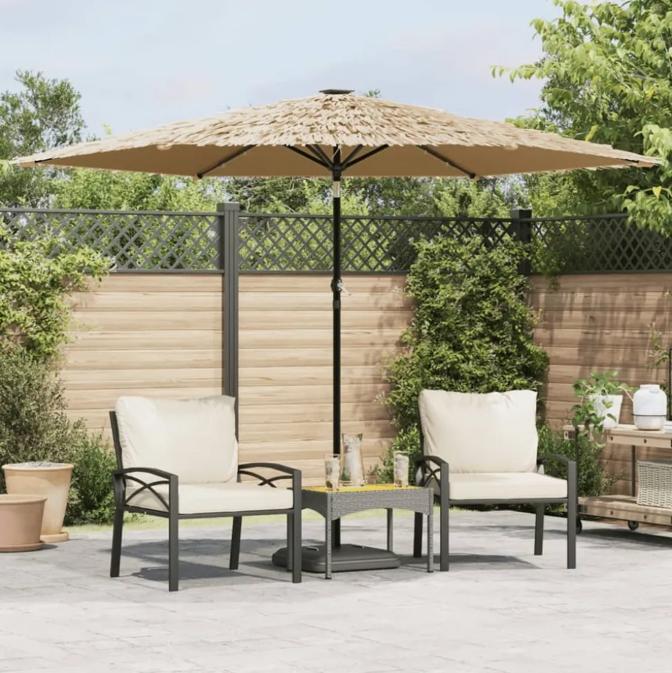 MAISON EXCLUSIVE - Parasol de jardin avec led et mât en acier marron 288x288x225cm