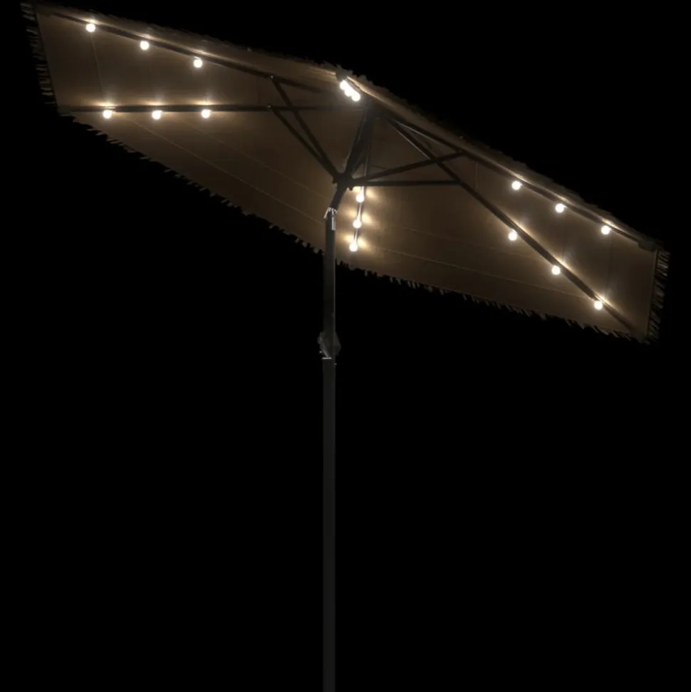 MAISON EXCLUSIVE - Parasol de jardin avec led et mât en acier marron 288x288x225cm