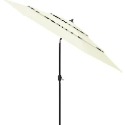 MAISON EXCLUSIVE - Parasol de jardin à 3 niveaux avec mât en aluminium sable 3 m