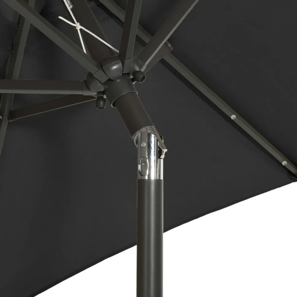 MAISON EXCLUSIVE - Parasol de jardin avec lumières led noir 200x211 cm aluminium