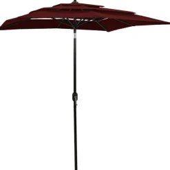 MAISON EXCLUSIVE - Parasol de jardin à 3 niveaux mât en aluminium rouge bordeaux